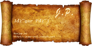 Jéger Pál névjegykártya